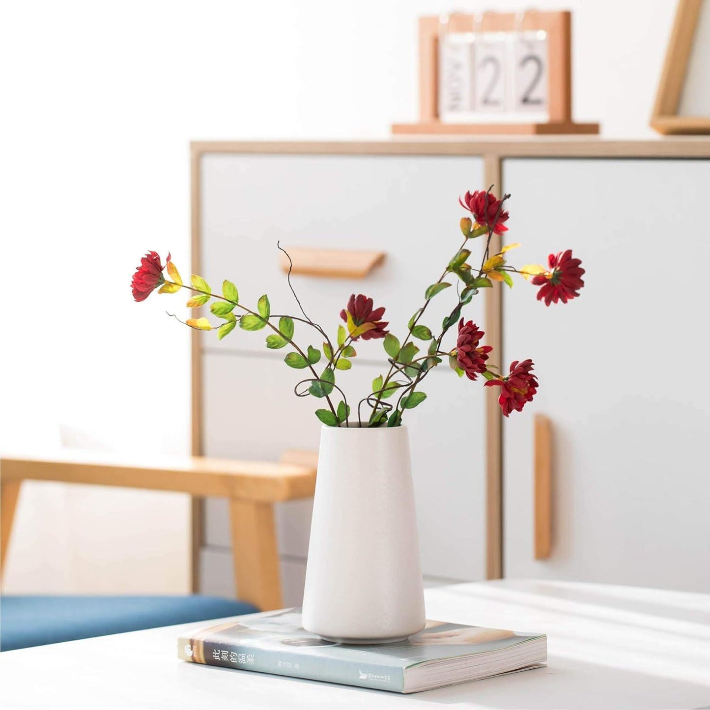 White Ceramic Flower vase, Vases for Pampas Grass