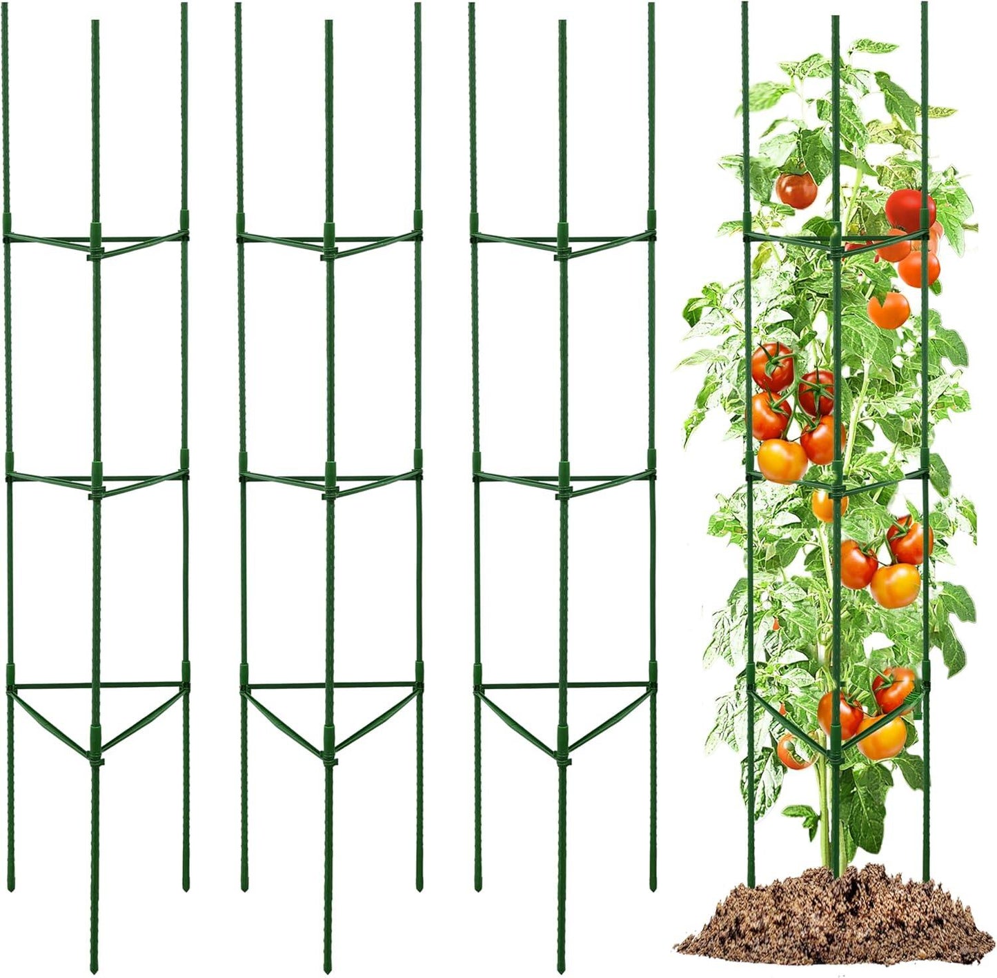 Adjustable Tomato Cages, Heavy-Duty Metal Plant Support Trellis