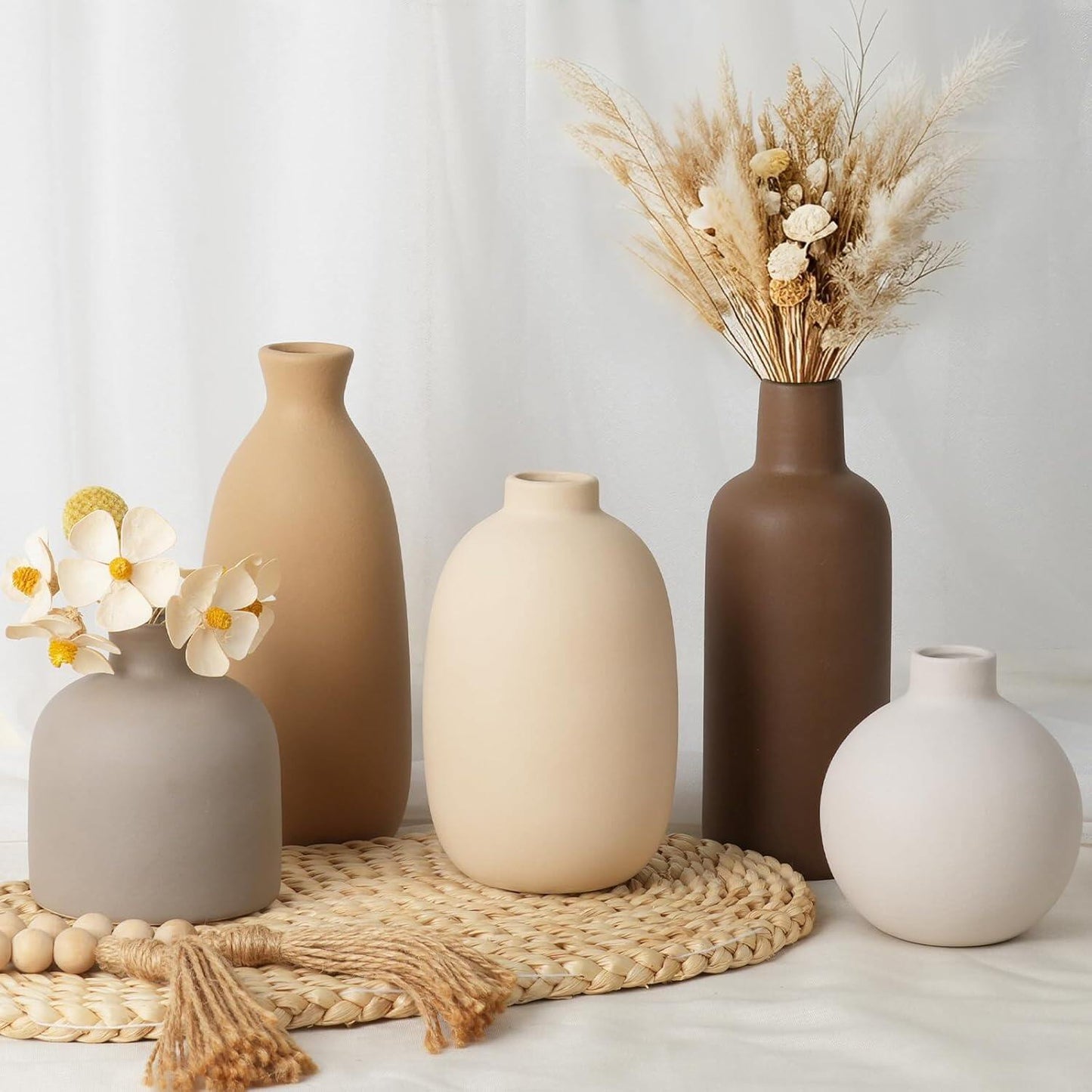 Ceramic Vases Set, Rustic Coastal Vases Home Decor