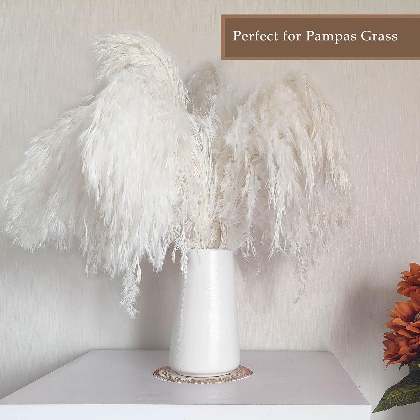 White Ceramic Flower vase, Vases for Pampas Grass